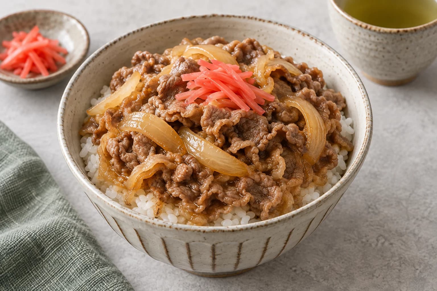 牛丼のたれの盛り付けイメージ