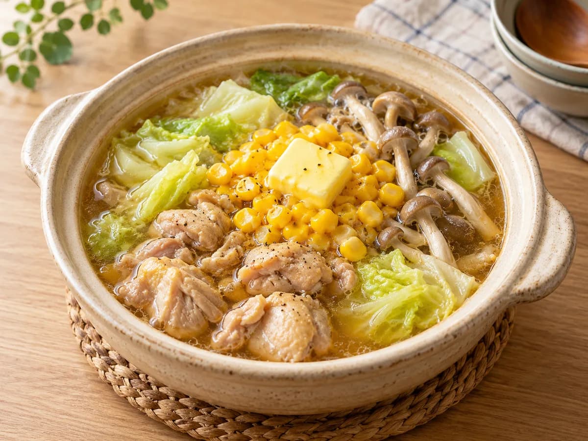 にんにくバター醤油鍋スープの盛り付けイメージ