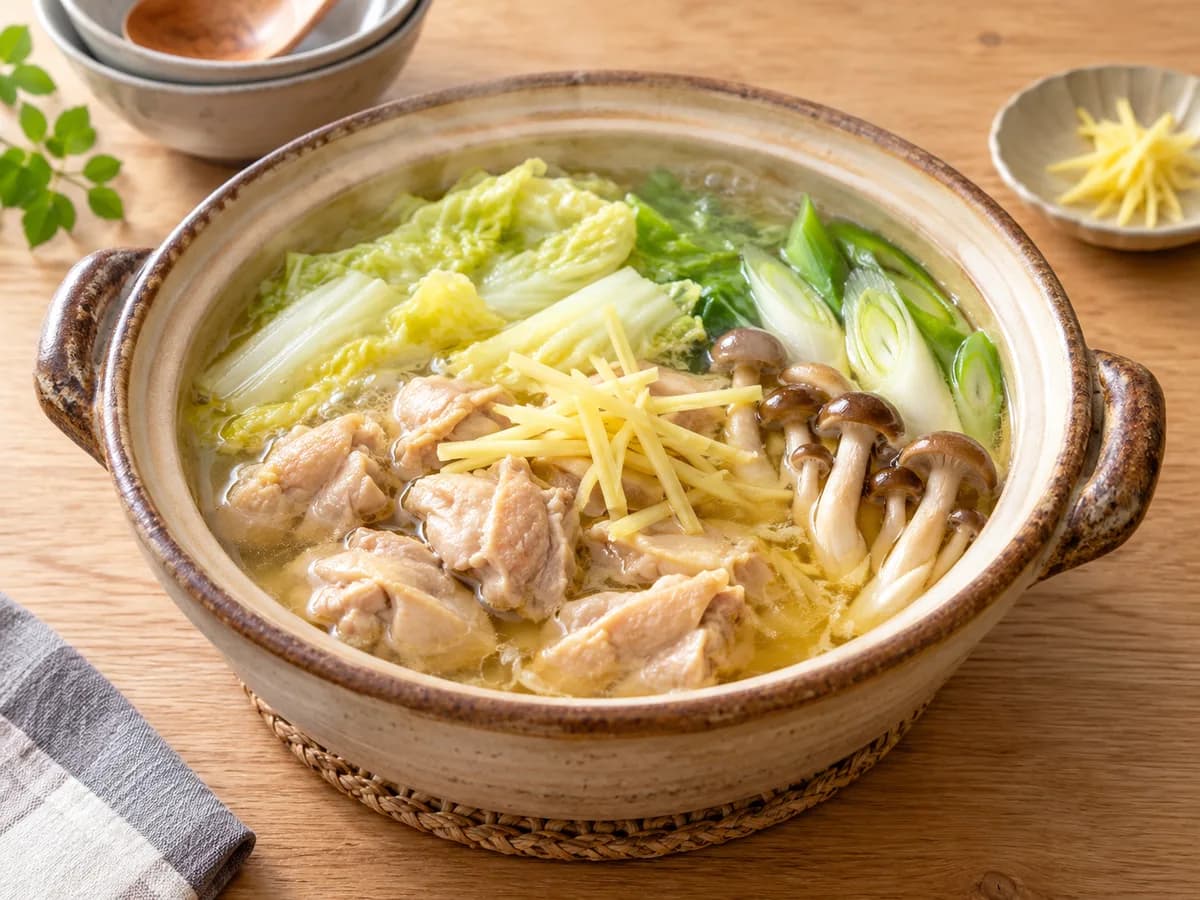 しょうが香る鶏だし鍋スープの盛り付けイメージ