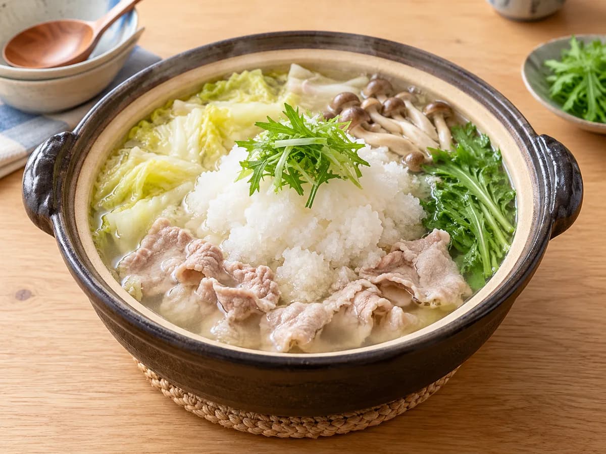 大根おろしのみぞれ鍋つゆの盛り付けイメージ