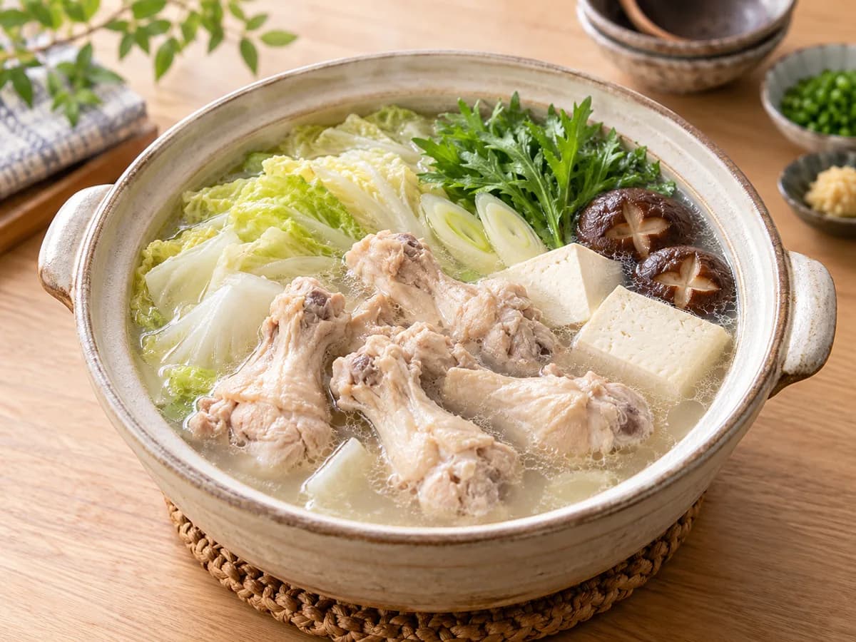鶏の水炊きスープの盛り付けイメージ