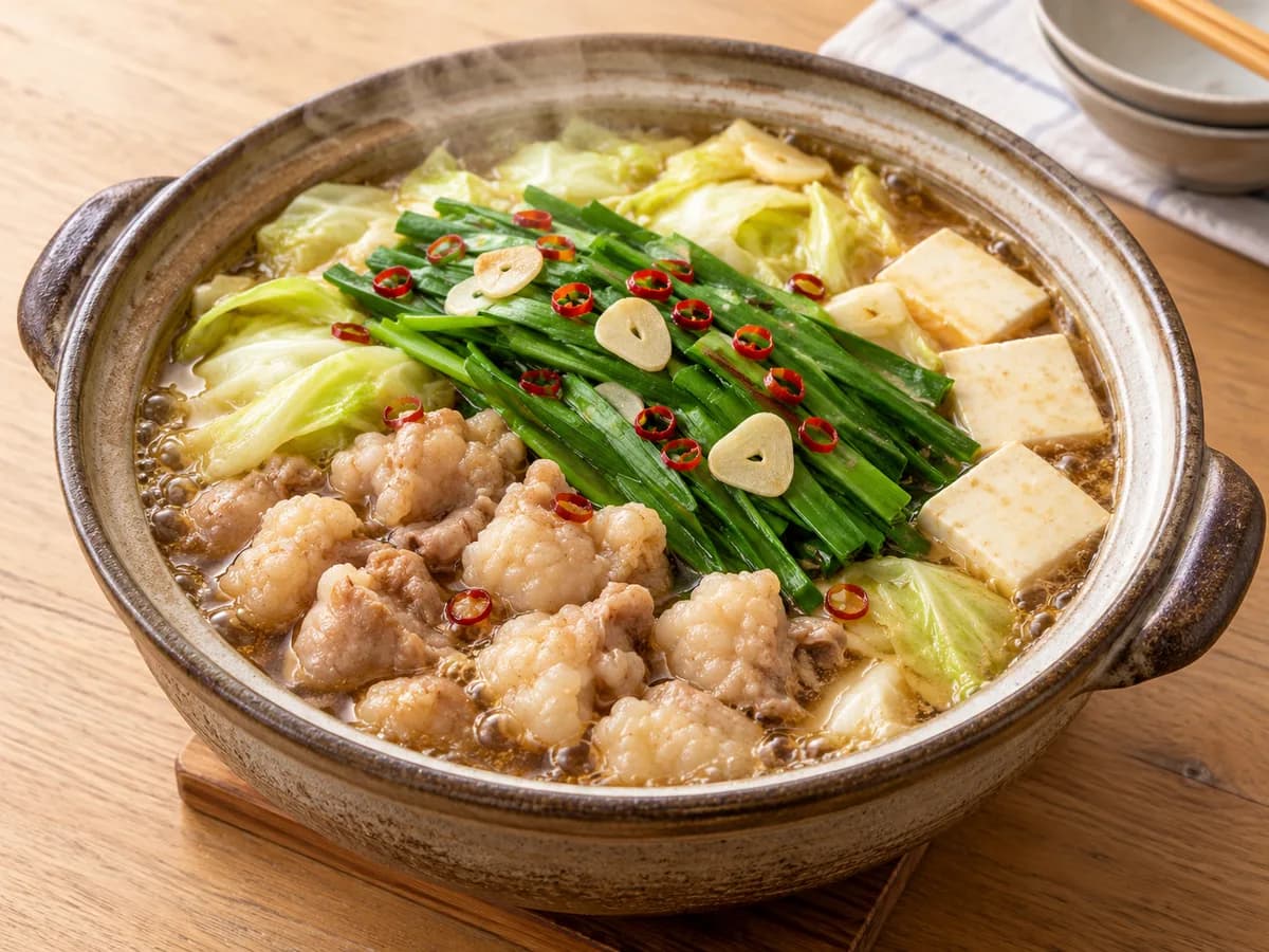 醤油もつ鍋スープの盛り付けイメージ