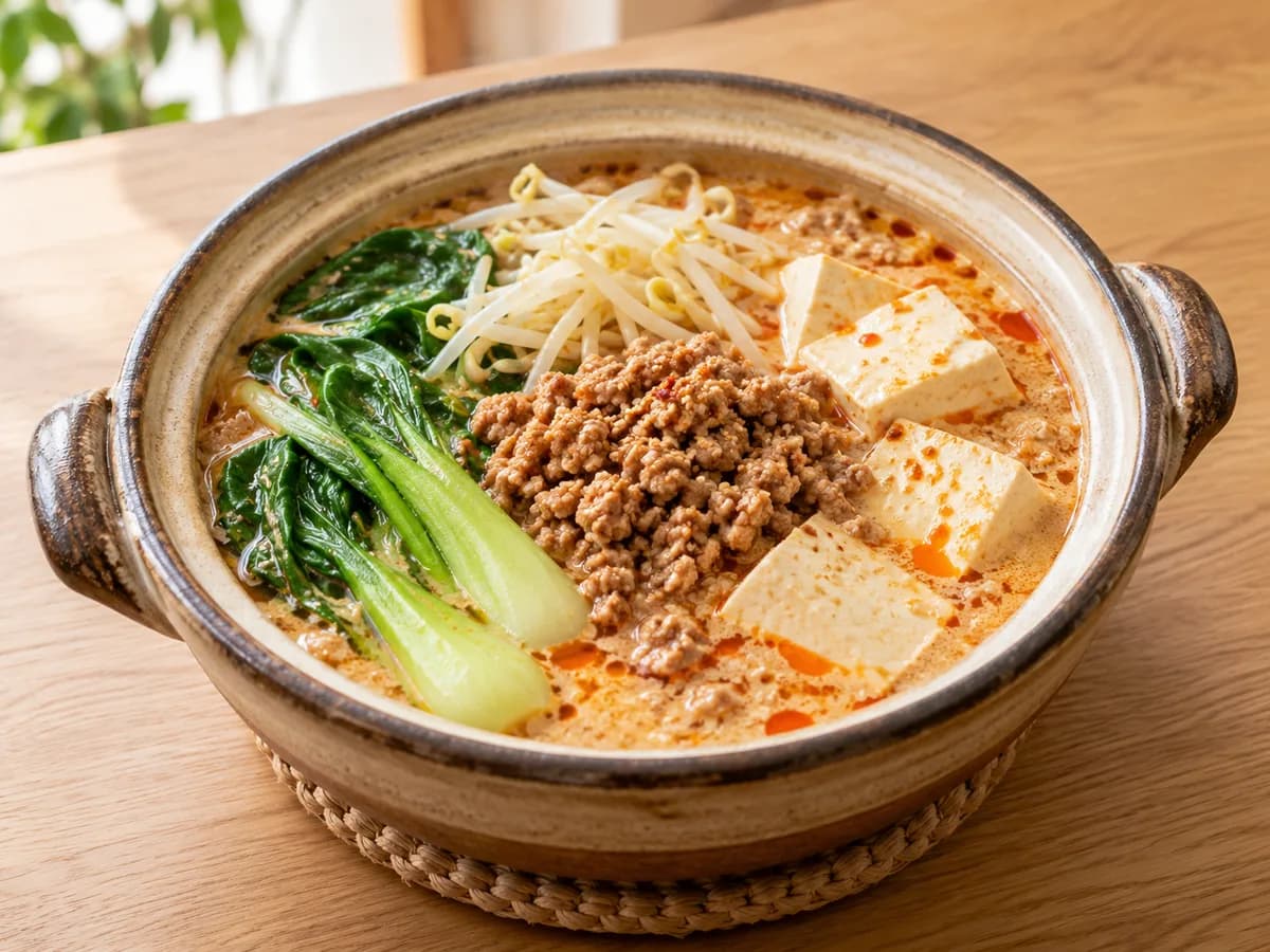ごま担々鍋スープの盛り付けイメージ
