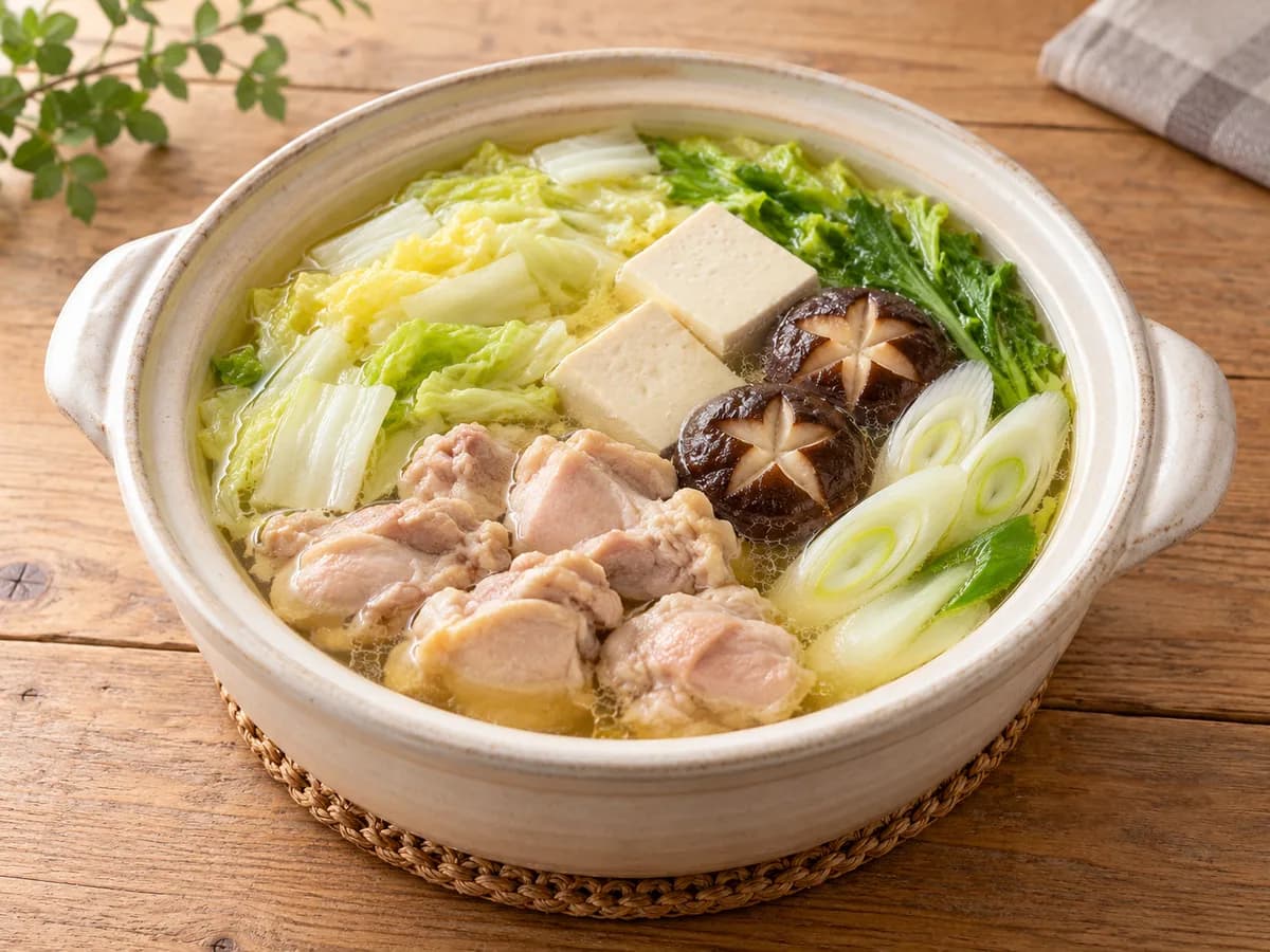 白だしの寄せ鍋スープの盛り付けイメージ