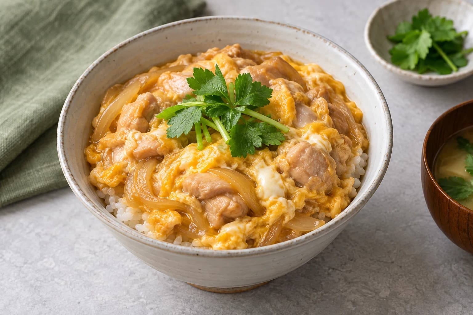 親子丼のたれの盛り付けイメージ