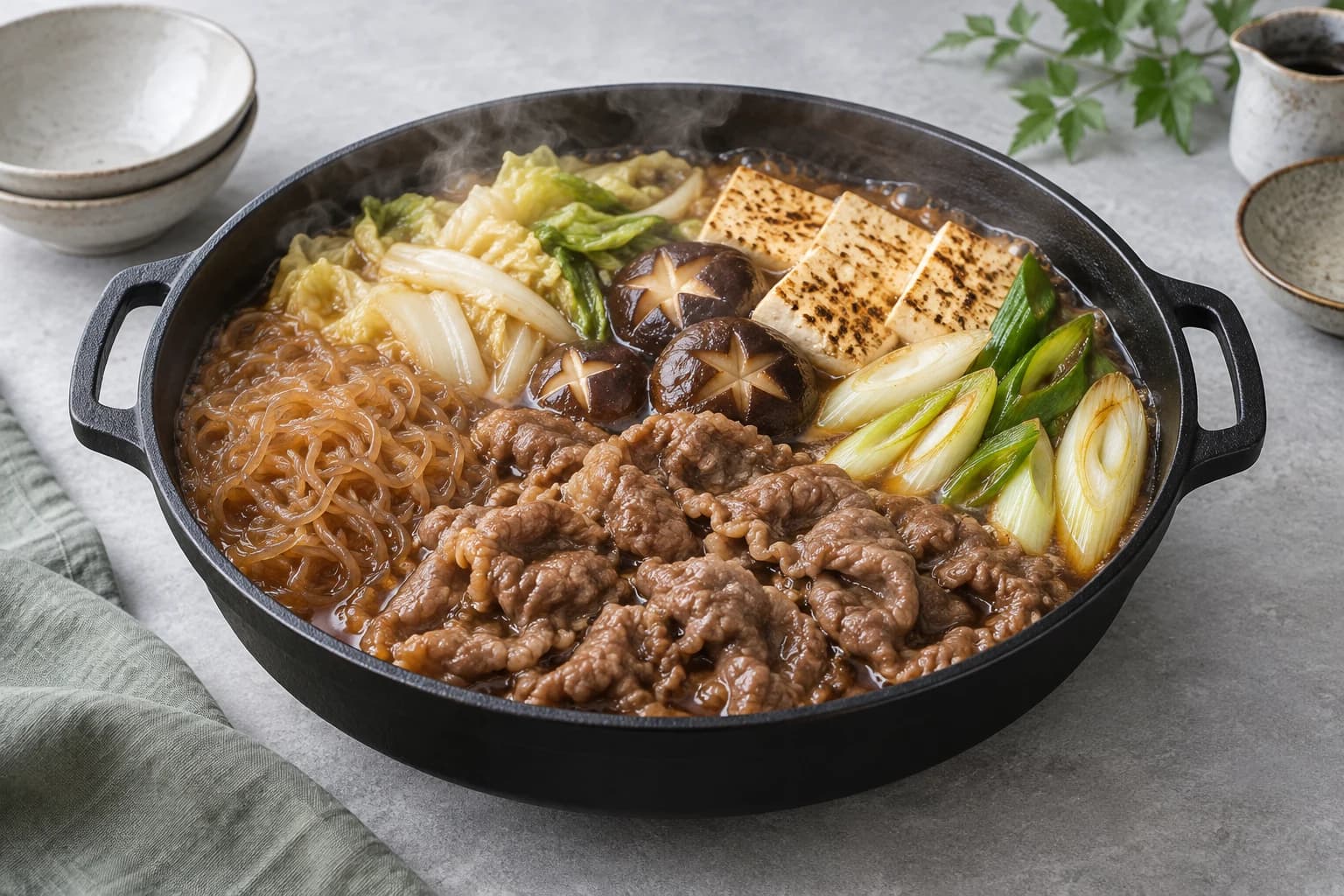 すき焼きの割り下の盛り付けイメージ