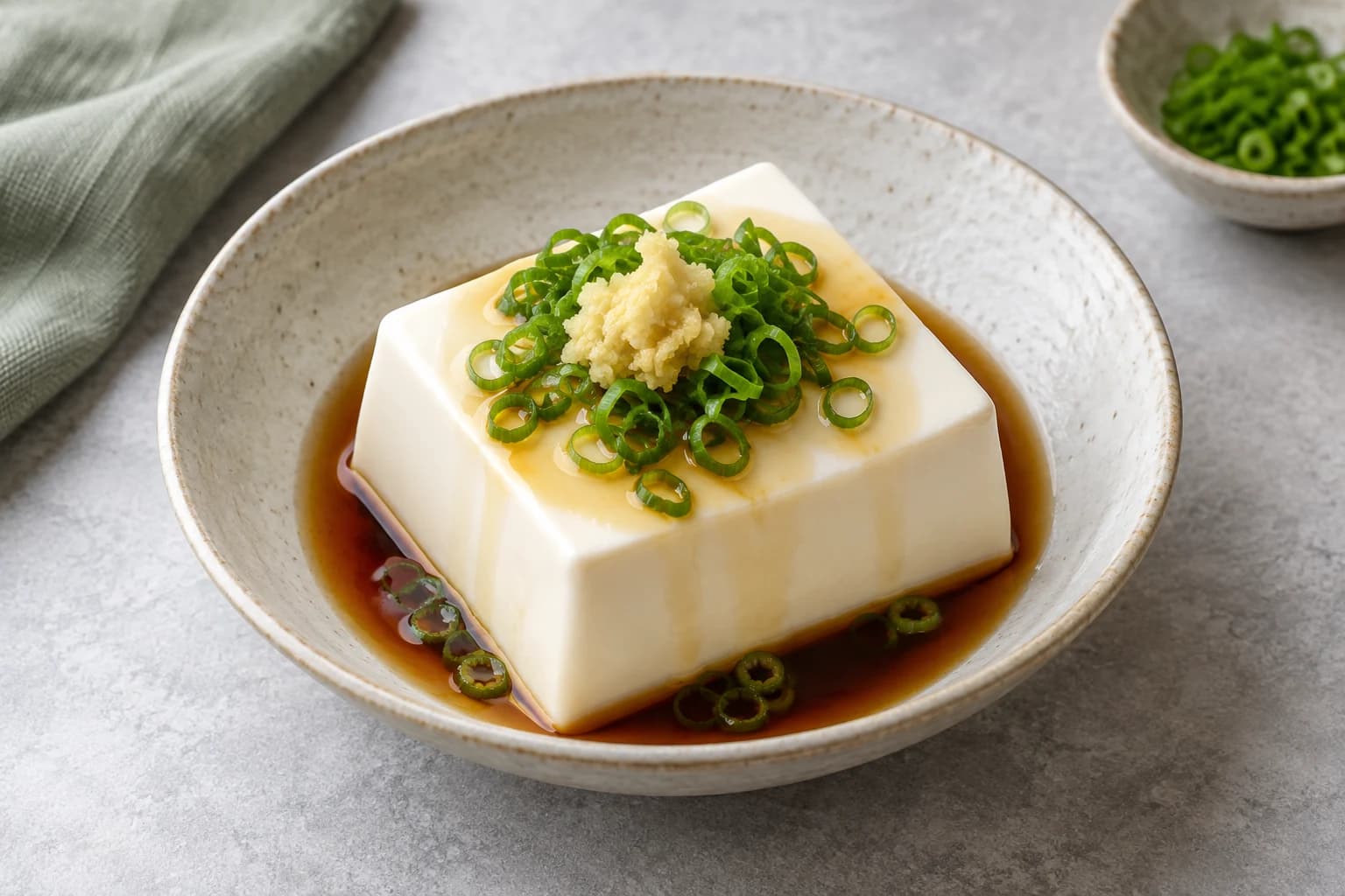 冷奴のしょうが醤油だれの盛り付けイメージ
