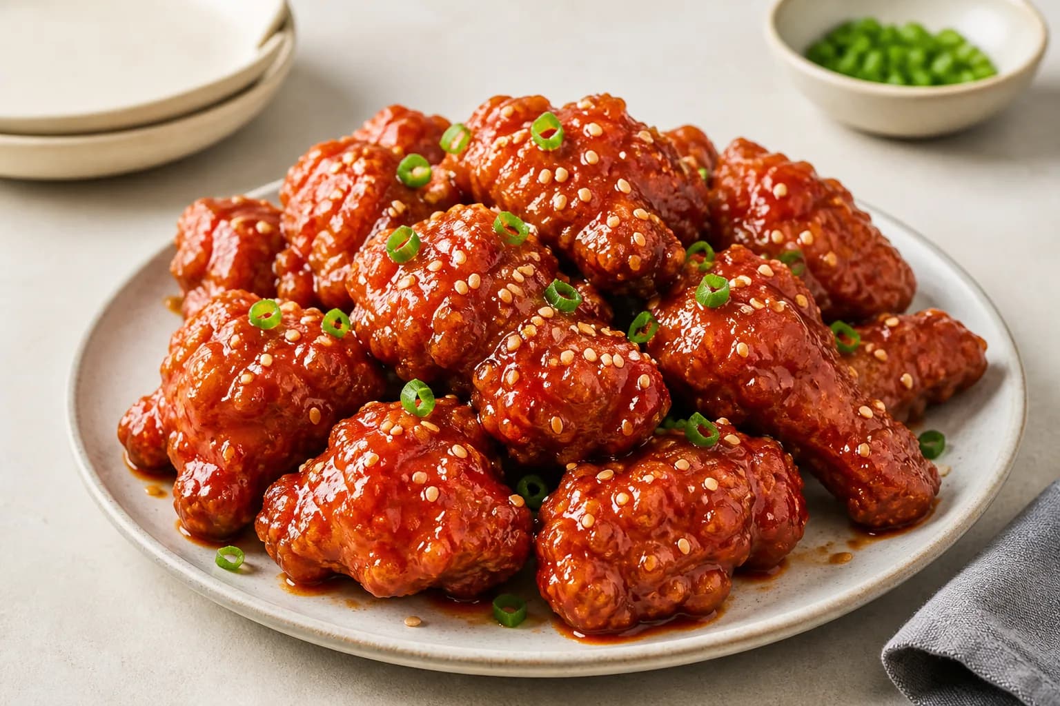 ヤンニョムチキンのたれの盛り付けイメージ