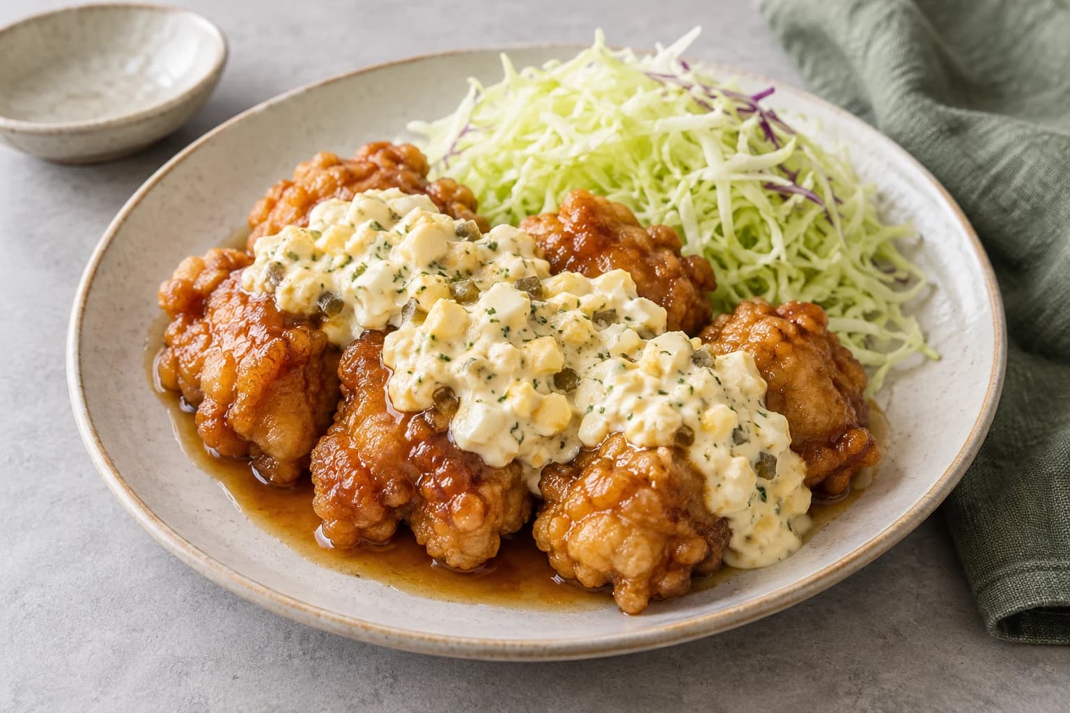 チキン南蛮の甘酢だれの盛り付けイメージ